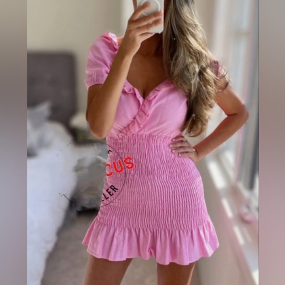 Zara women's pink Mini dress. Size XS made in Morocco